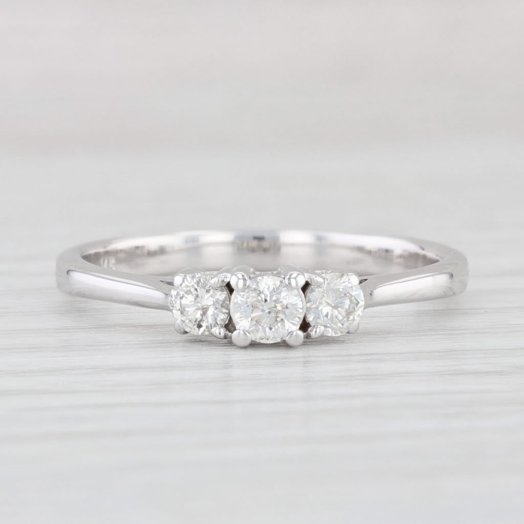 Light Gray 0.41ctw Diamond 3-Stone Engagement Ring 14k White Gold Size 9.75