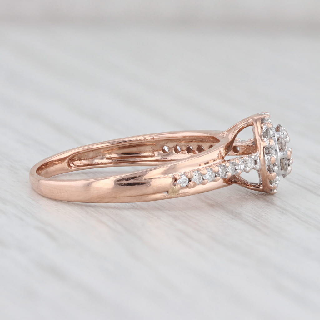 Light Gray 0.20ctw Round Diamond Halo Engagement Ring 10k Rose Gold Size 7