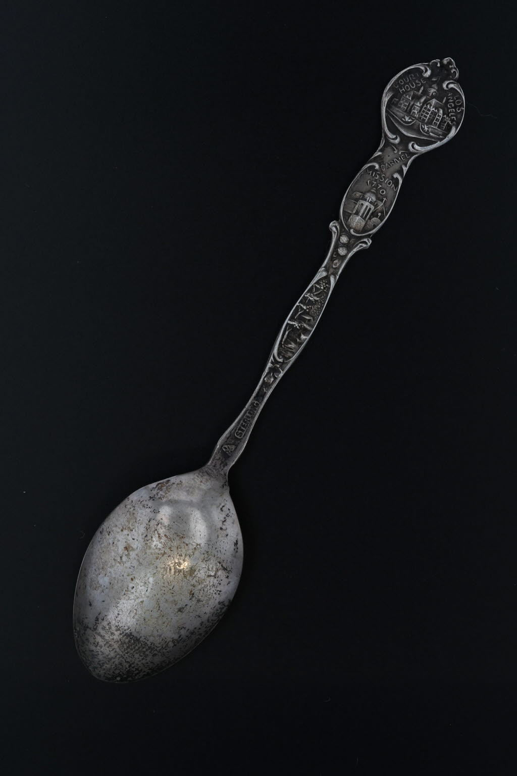 Black Antique Los Angeles California Souvenir Spoon Sterling Silver San Gabriel 4"
