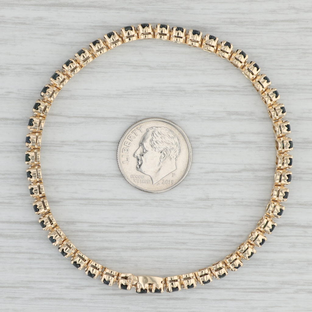 Light Gray 7" Blue Sapphire Tennis Bracelet 14k Yellow Gold 3.6mm