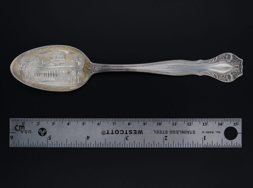 Black Columbus Ohio Souvenir Spoon Sterling Silver Sterling Silver Floral Monogrammed