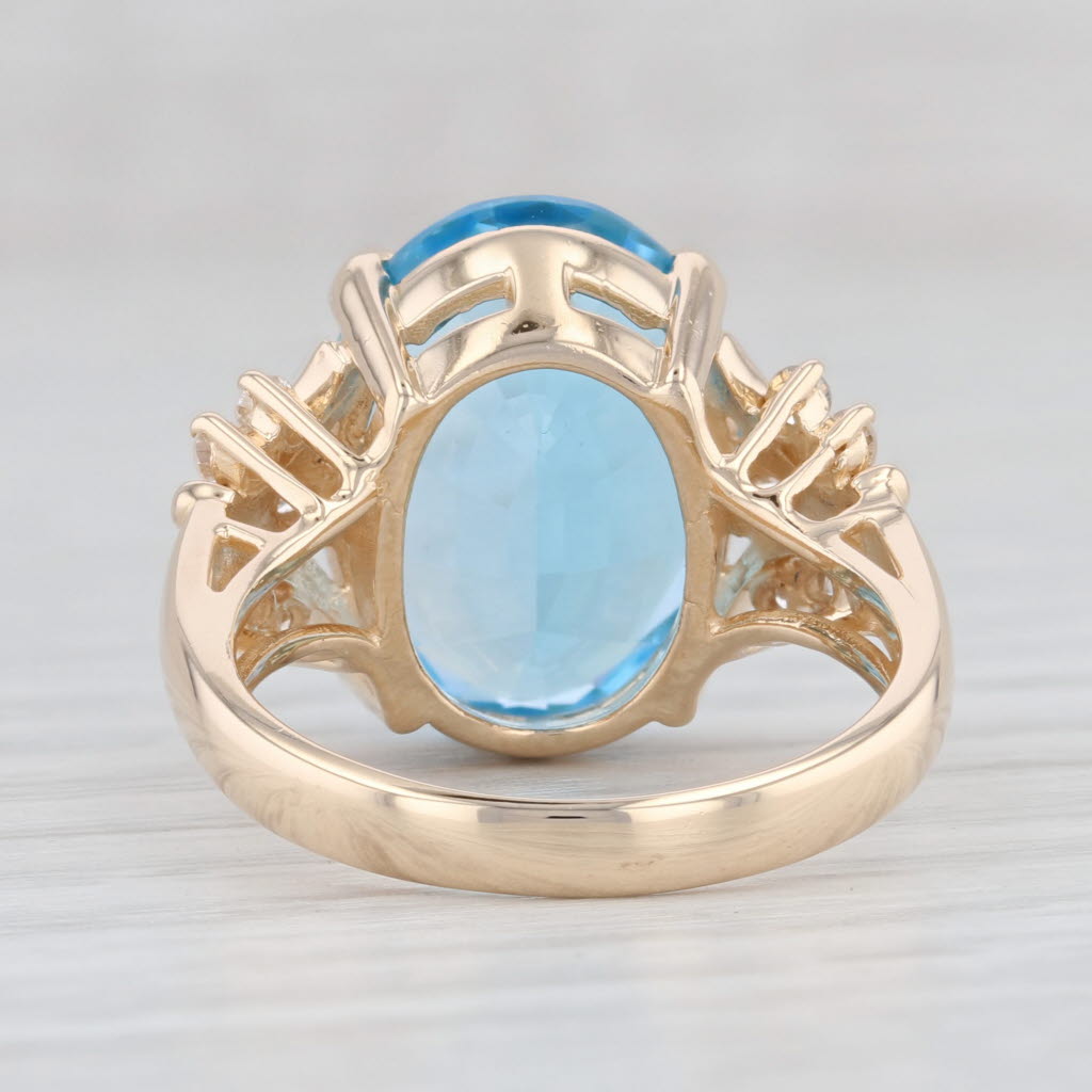 Light Gray Town & Country 10.35ctw Blue Topaz Diamond Ring 14k Yellow Gold Size 7 Cocktail