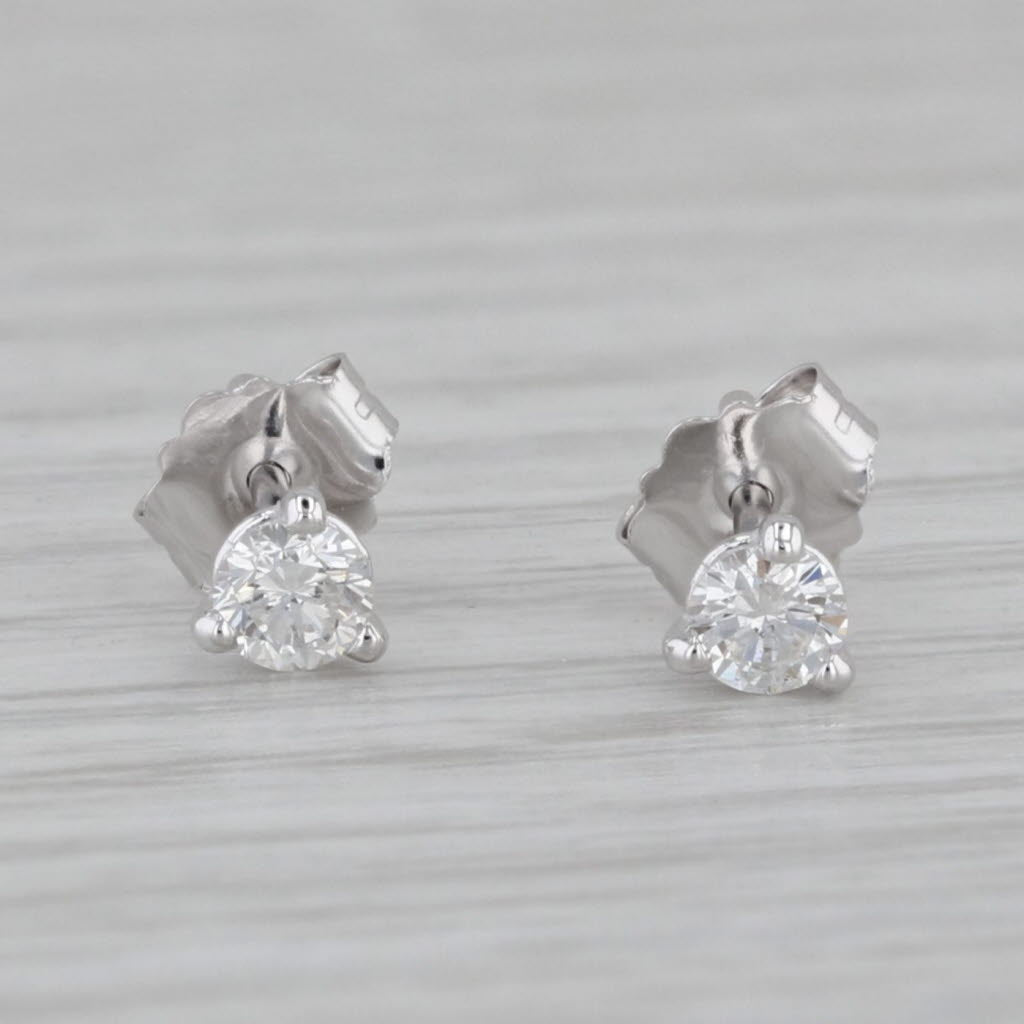 Gray New 0.21ctw VS2 Diamond Stud Earrings 14k White Gold Round Solitaire Studs