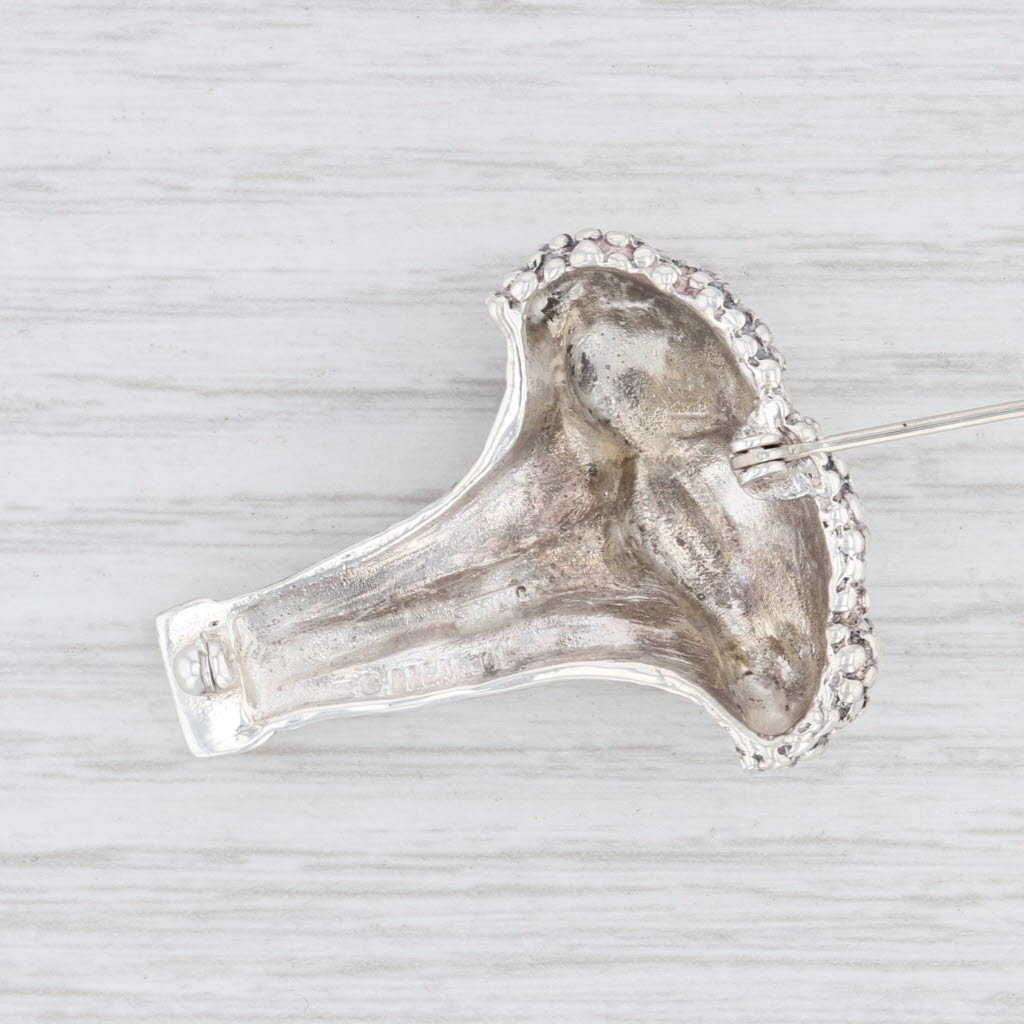 Light Gray Breakell Broccoli Brooch Sterling Silver Vegetable Pin Designer