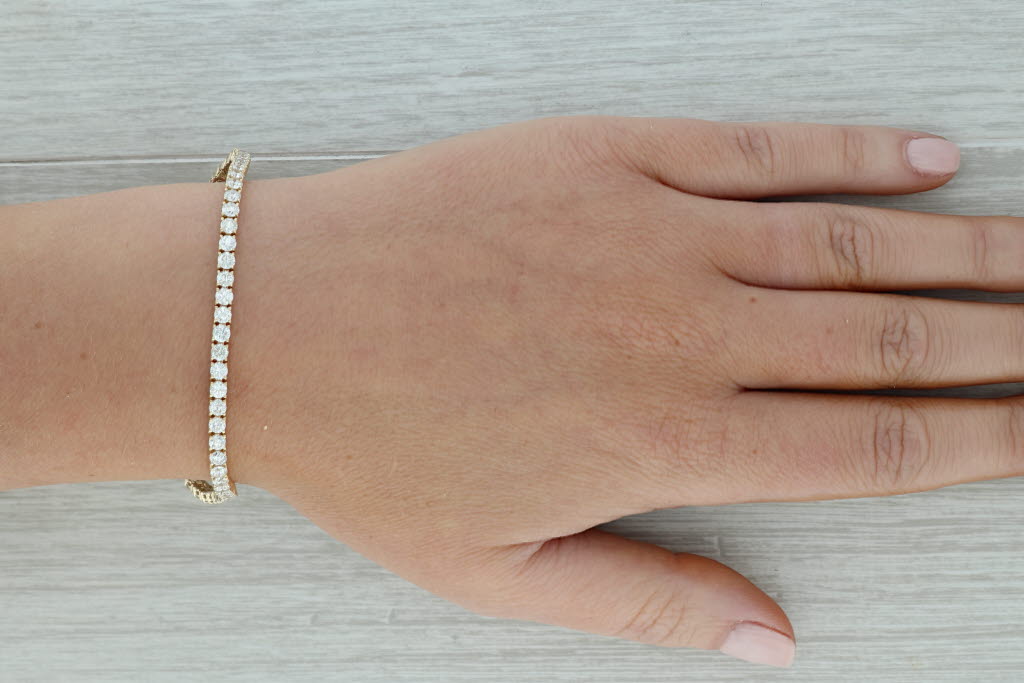 New 7" 5ctw Diamond Tennis Bracelet 14k Yellow Gold 3mm