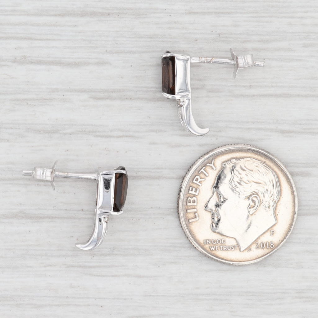 Light Gray New 1.42ctw Smoky Quartz Diamond Drop Earrings Sterling Silver