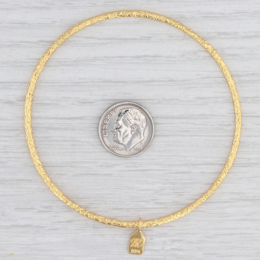 Light Gray New Nina Nguyen Pallas Bangle Bracelet Sz 3 8" Sterling Silver 22k Gold Vermeil