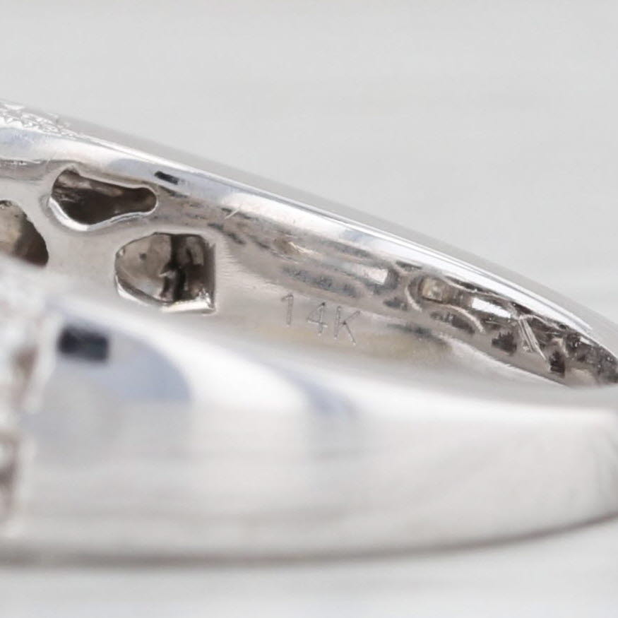 Light Gray 0.92ctw Princess Diamond Halo Engagement Ring 14k White Gold Size 7.25