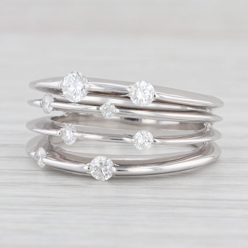 Light Gray 0.46ctw Diamond Orbit Ring 14k White Gold Cocktail Size 7 Multi-Band