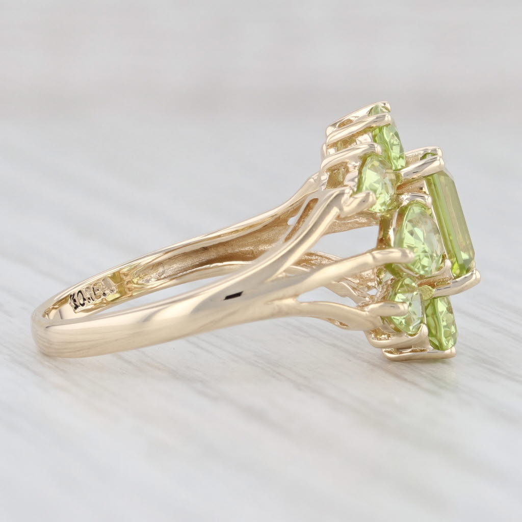 Light Gray 4ctw Peridot Cocktail Ring 14k Yellow Gold Size 7 August Birthstone