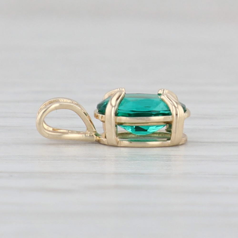 Light Gray 0.45ct Lab Created Emerald Pendant 14k Yellow Gold May Birthstone Oval Solitaire
