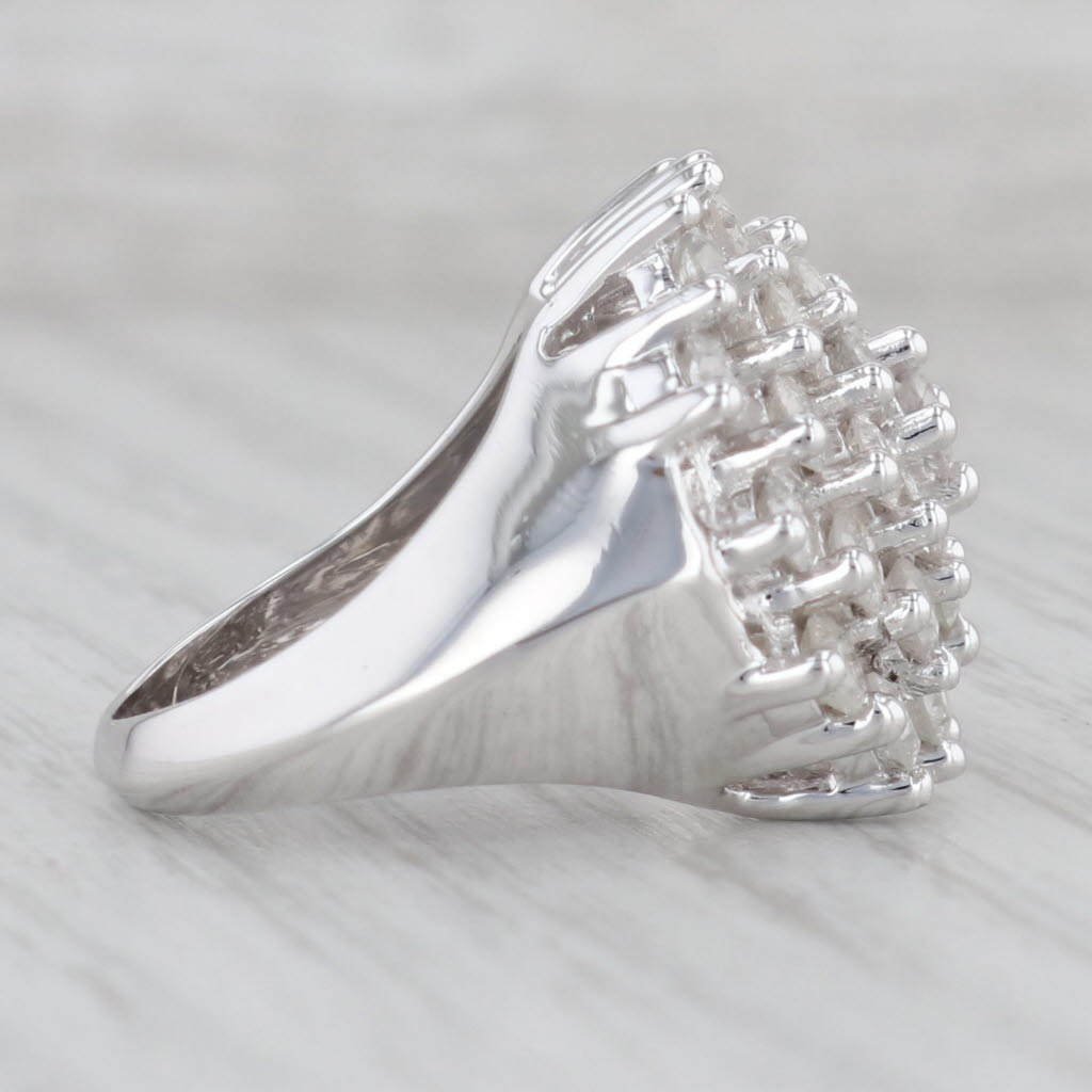 Gray 3.25ctw Diamond Cluster Ring 10k 9k White Gold Size 5.25 Cocktail