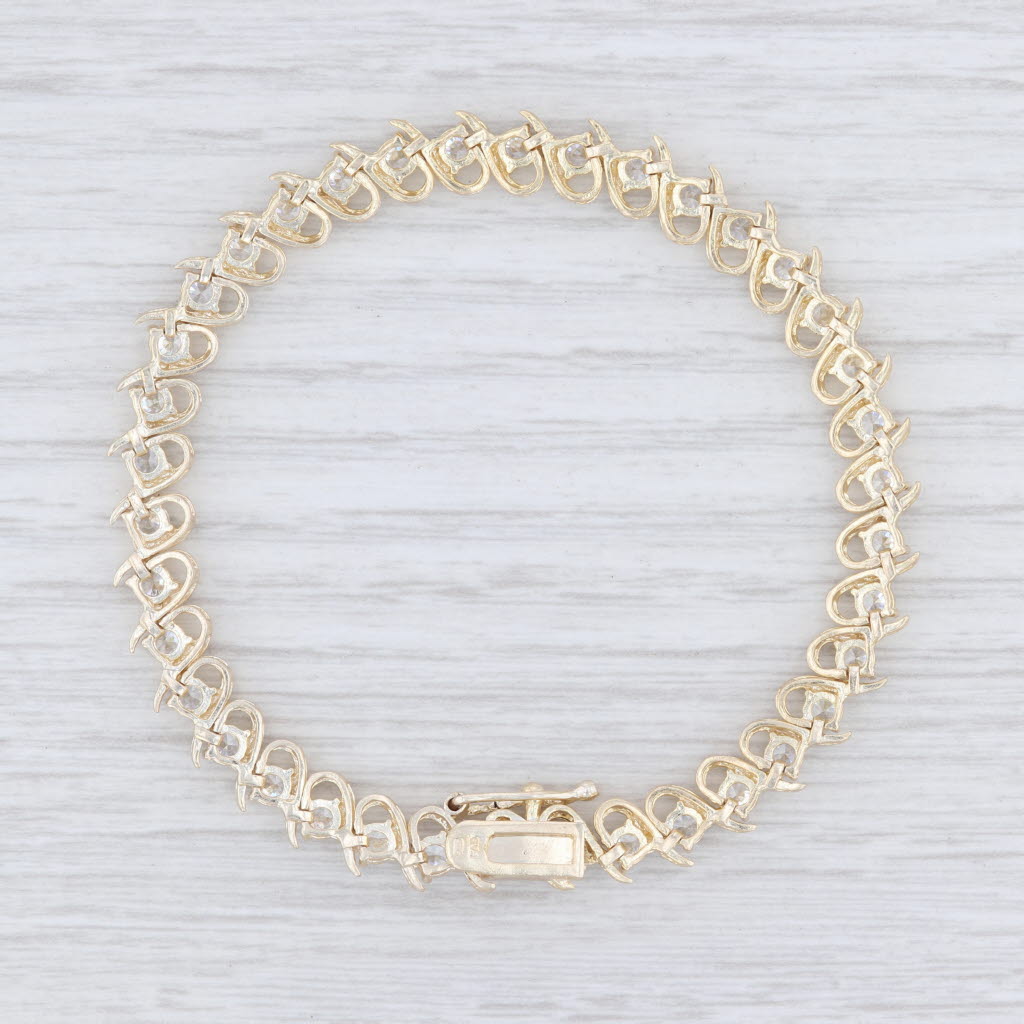 Light Gray New CZ Tennis Bracelet Sterling Silver Gold Plated Cubic Zirconias 7.5" 6.8mm