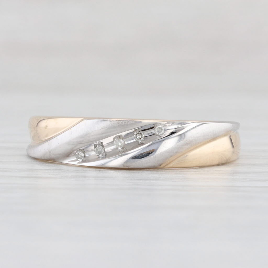 Light Gray Diamond Accented Men's Wedding Band 10k Yellow White Gold Size 11.25 Ring