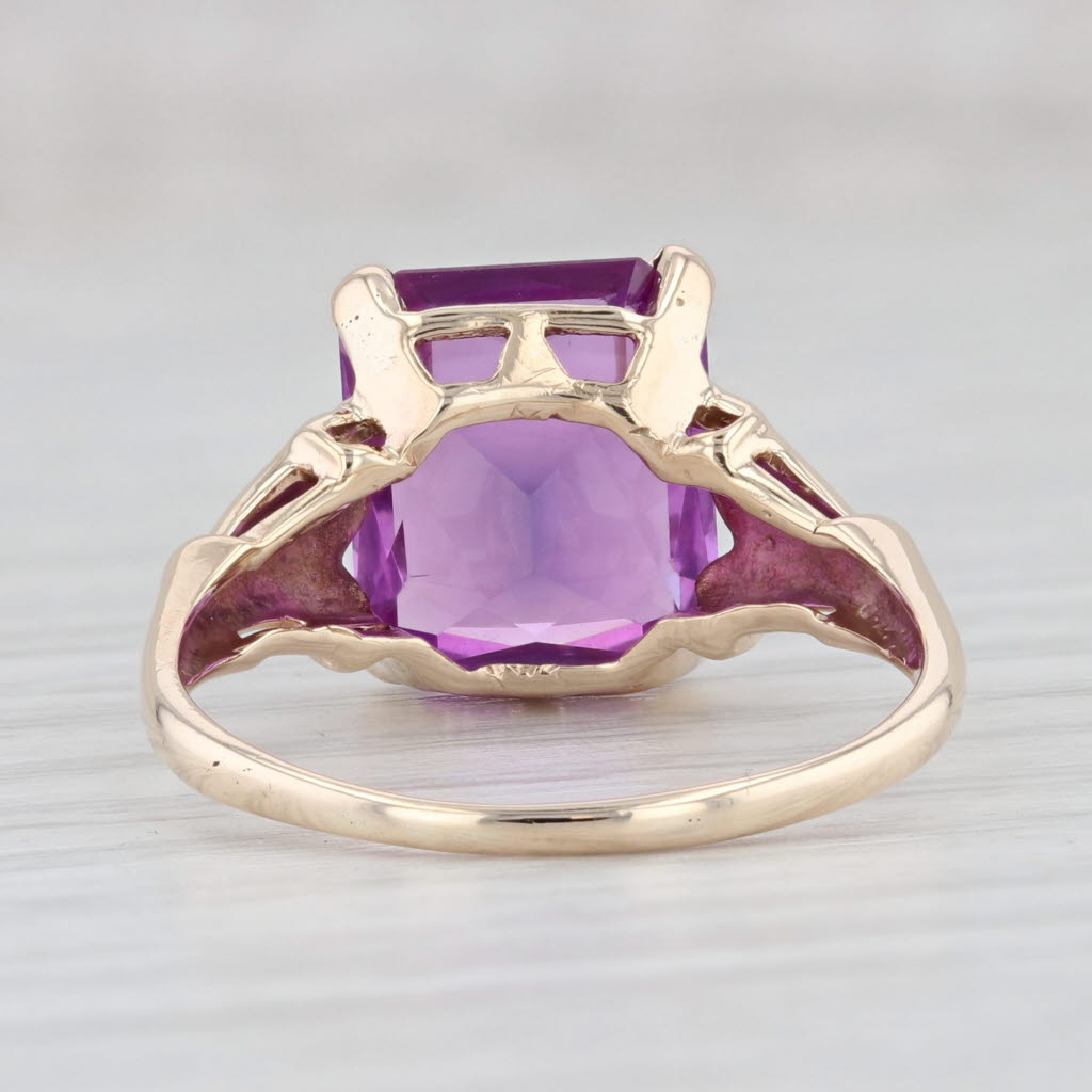 Light Gray 7.30ct Vintage Lab Created Purple Sapphire Solitaire Ring 10k Yellow Gold Sz 9.5