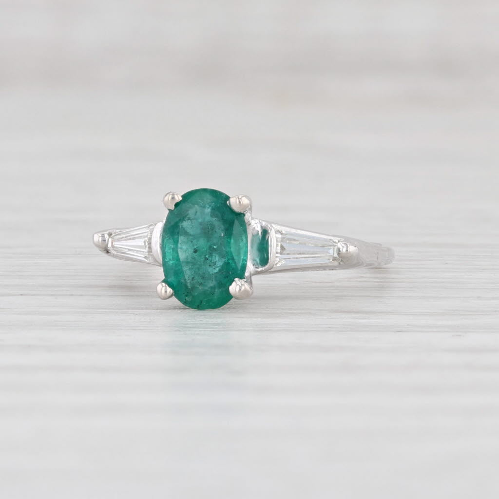 Light Gray 0.80ctw Emerald Diamond Ring 14k White Gold Size 3.25 Engagement May Birthstone