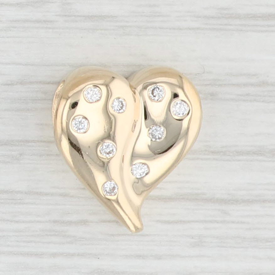 Light Gray 0.18ctw Diamond Dots Floating Heart Pendant 14k Yellow Gold