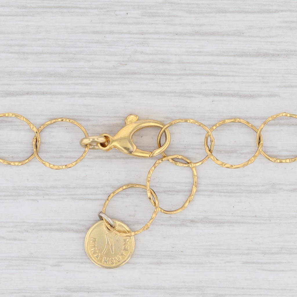 Light Gray New Nina Nguyen Blue Lapis Lazuli Bead Necklace Adjustable Sterling Gold Vermeil