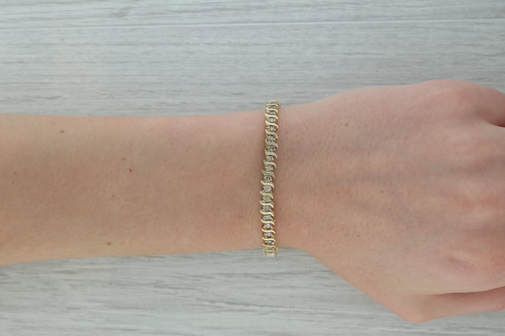 Dark Gray 2.25ctw Champagne Brown Tennis Bracelet 10k Yellow Gold 7" 5mm