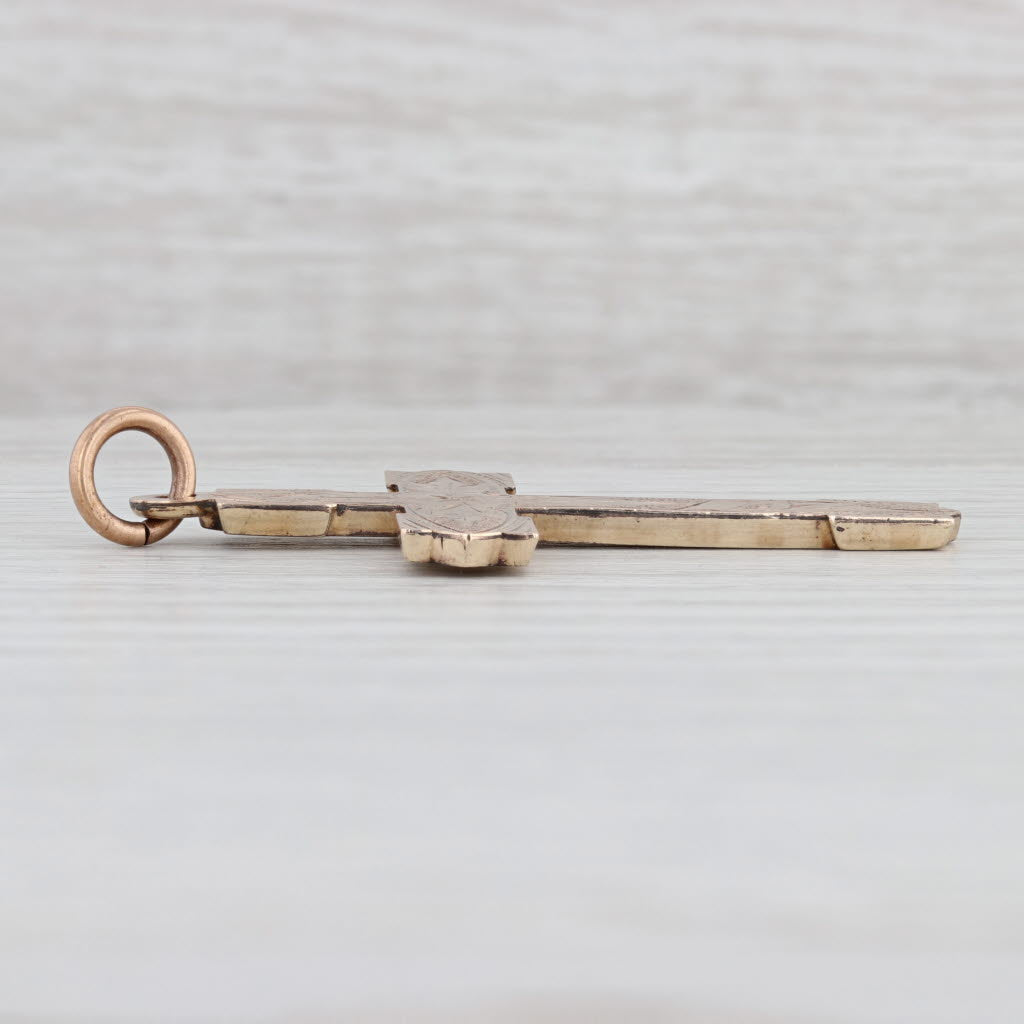 Light Gray Large Vintage Reversible Floral Cross Pendant Gold Filled Charm