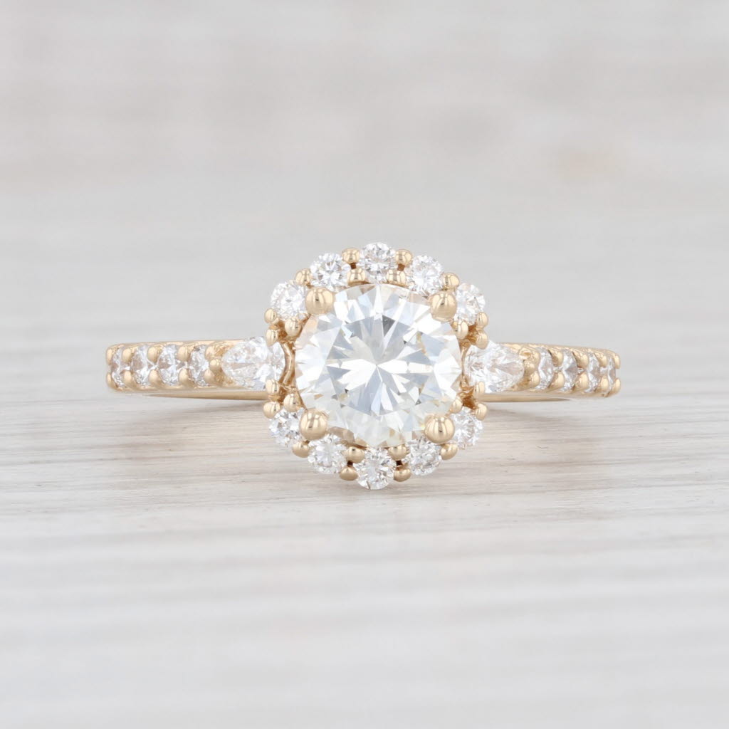 Light Gray New 1.47ctw Round Diamond Halo Engagement Ring 14k Yellow Gold GIA VVS2 Sz 6.75