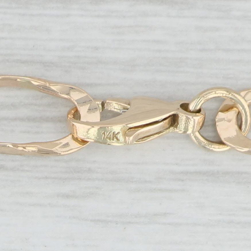 Light Gray Long 29" Necklace 14k Yellow Gold Oval Link Cable Chain 7.4mm