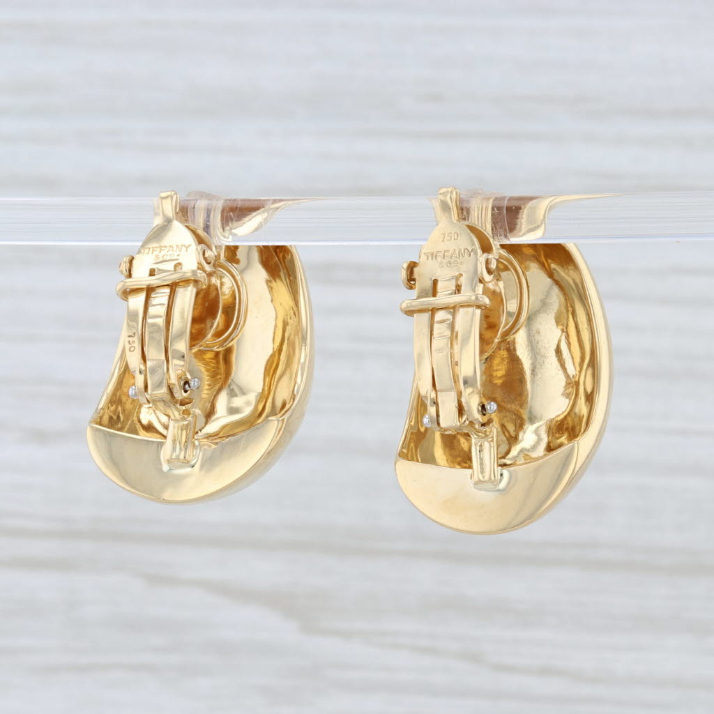Light Gray Tiffany & Co Scalloped Statement Earrings 18k Yellow Gold Non-Pierced Clip-On