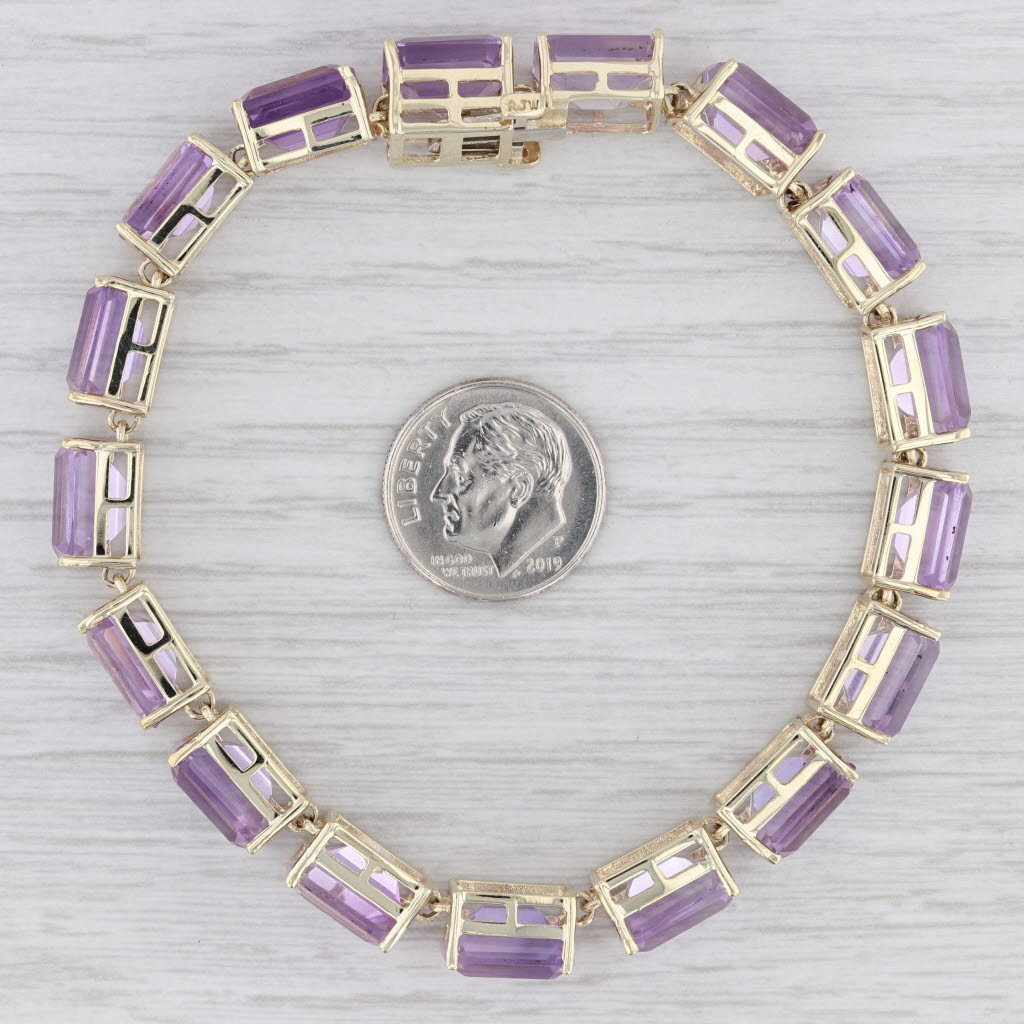 Light Gray 55ctw Amethyst Tennis Bracelet 10k Yellow Gold 8" 8.3mm