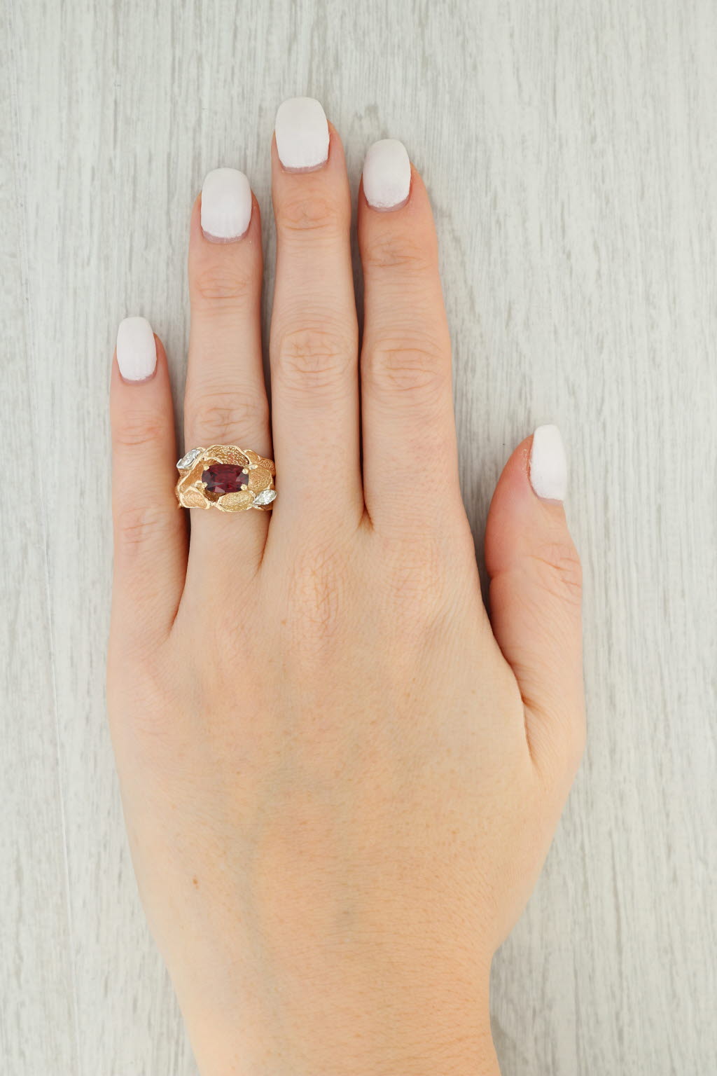 Gray 2.20ctw Oval Red Spinel Diamond Ring 14k Yellow Gold Size 4.5