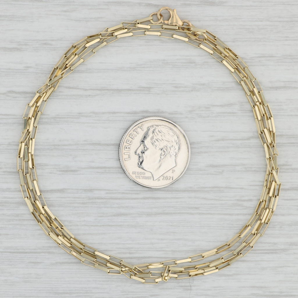 Light Gray 23.5" New Elongated Box Chain 10k Yellow Gold Lobster Clasp 1.6mm