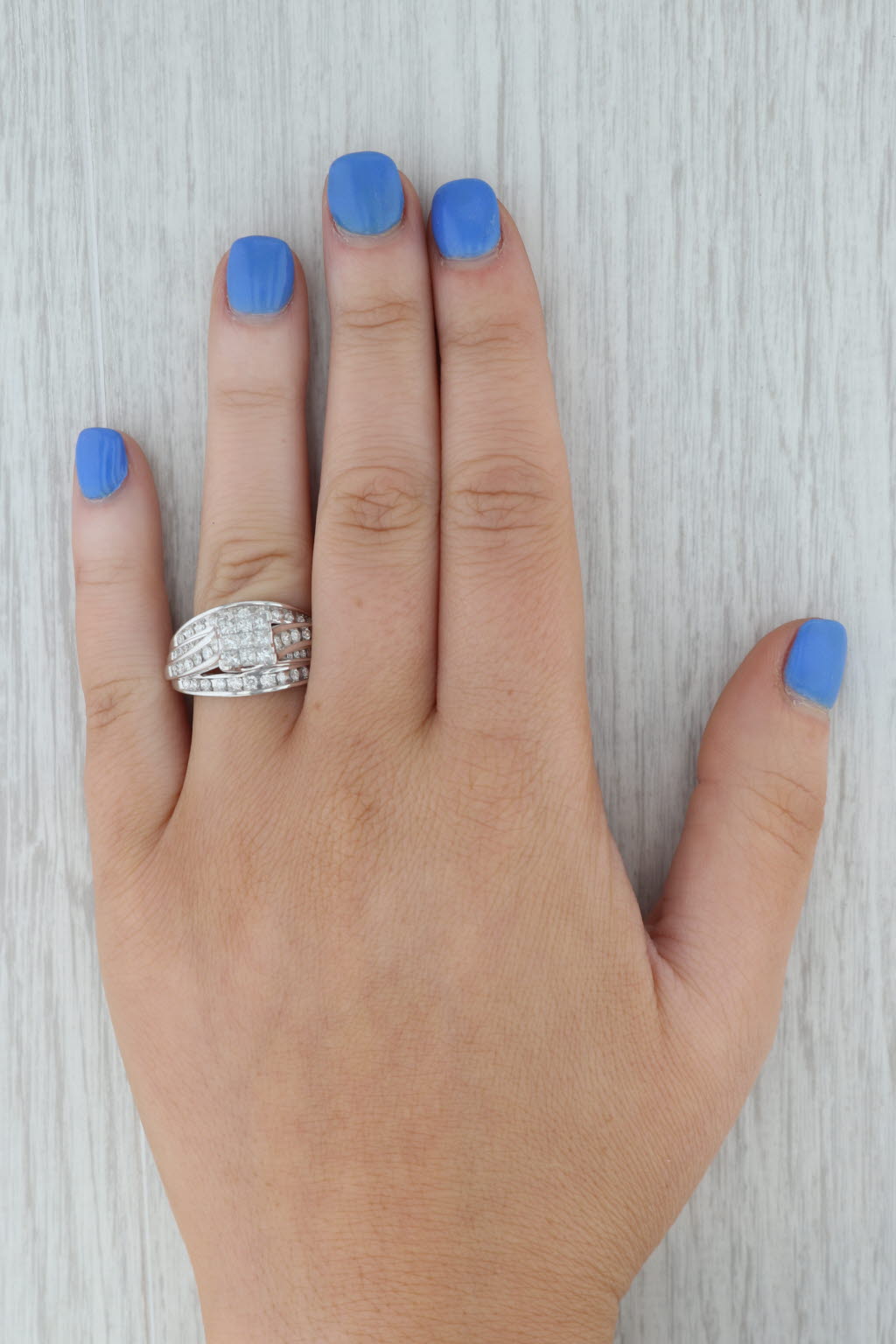 Dark Gray 1.05ctw Diamond Bridal Set 10k White Gold Soldered Wedding Band Engagement Ring