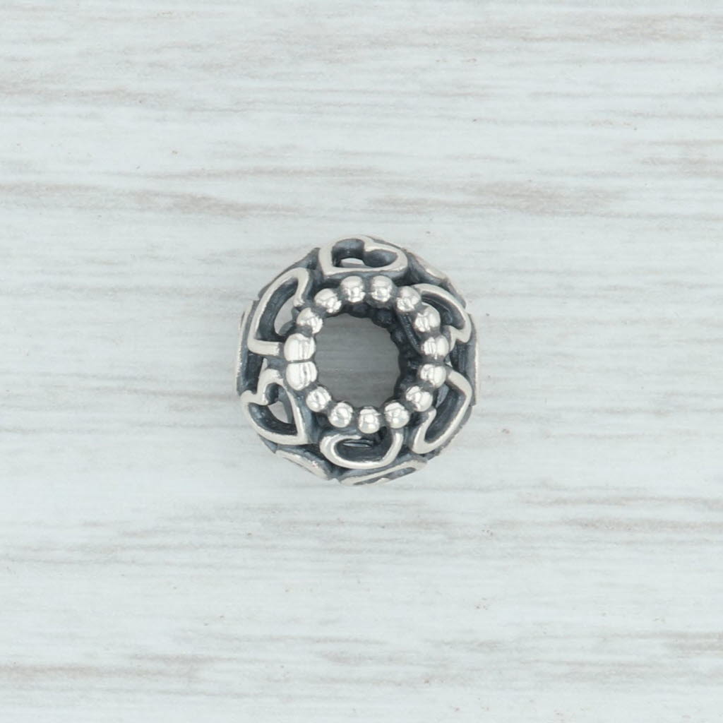 Light Gray New Authentic Pandora Open Your Heart Charm 790964 Sterling Silver Bead