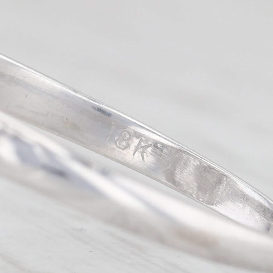Light Gray Vintage 0.12ctw Diamond 3-Stone Filigree Ring 18k White Gold Size 9.5