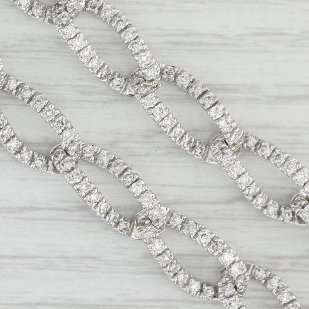Light Gray 3ctw Diamond Curb Chain Bracelet 14k White Gold 7.75" 8.3mm