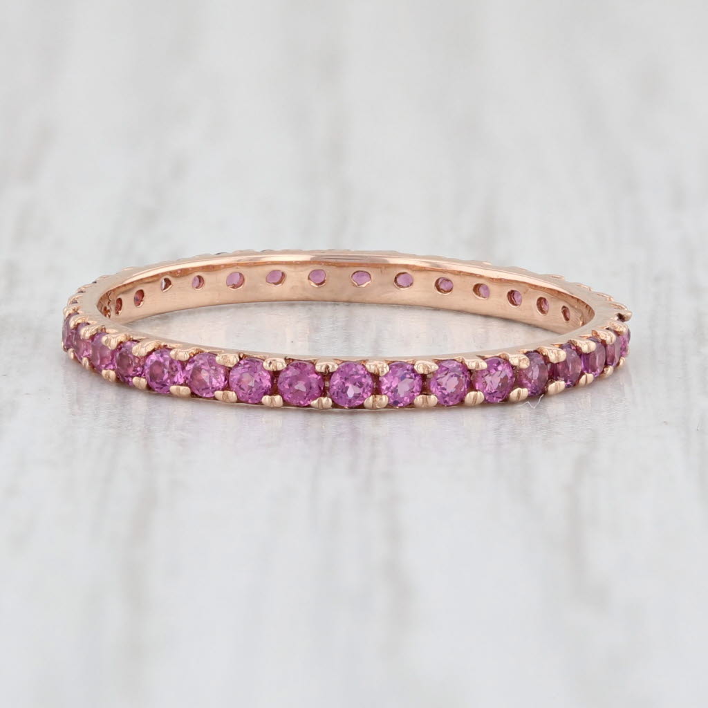 Light Gray New 0.94ctw Purple Garnet Eternity Ring 14k Rose Gold Size 6.25 Stackable Band