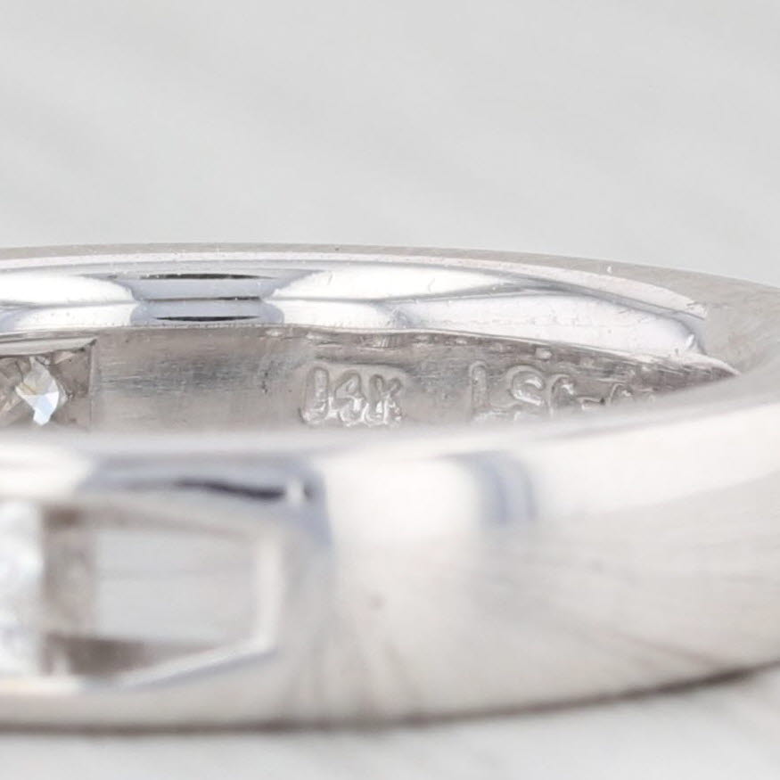 Light Gray 1.20ctw LEO Princess Diamond Band 14k White Gold Size 5 Wedding Ring GSI Card