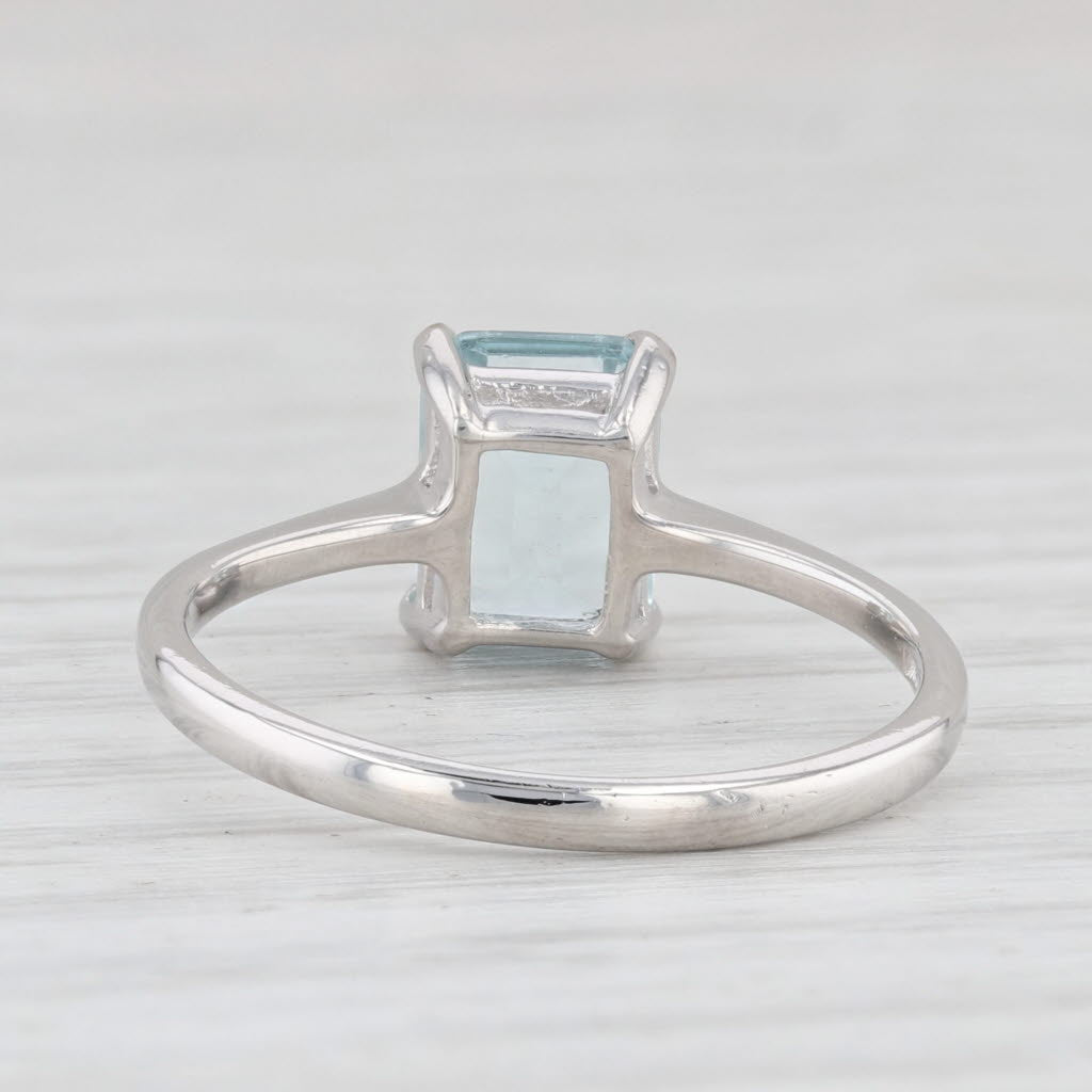 Light Gray Vintage 1.50ct Aquamarine Ring Platinum Emerald Cut Solitaire March Birthstone 7
