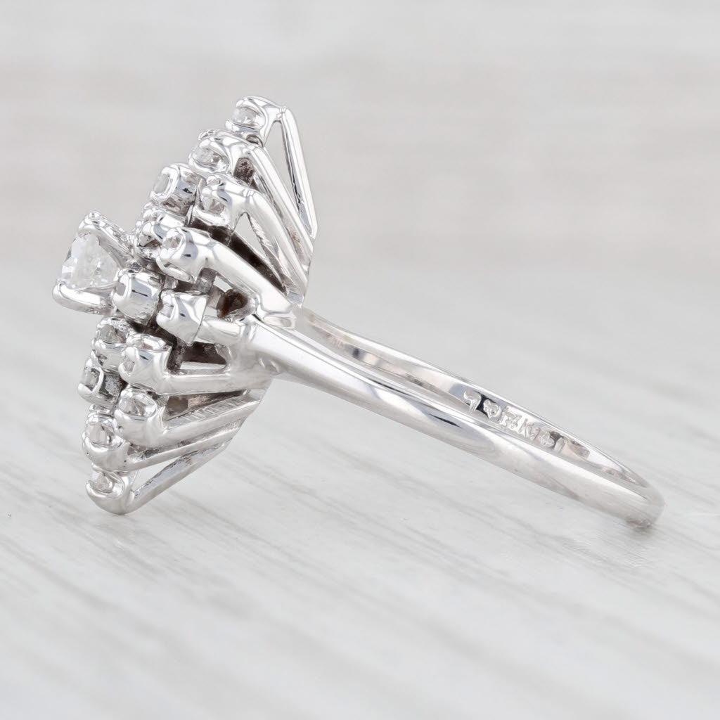 Light Gray 0.50ctw VS Diamond Cluster Engagement Ring 14k White Gold Size 6.75