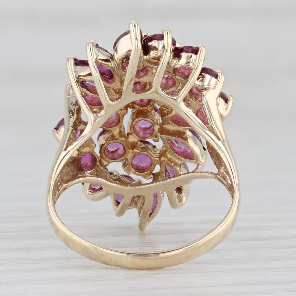 Light Gray 3.48ctw Ruby Cluster Cocktail Ring 10k Yellow Gold Size 8.75