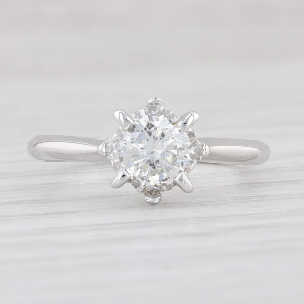 Light Gray 0.59ctw Round Diamond Solitaire Engagement Ring 14k White Gold Size 5