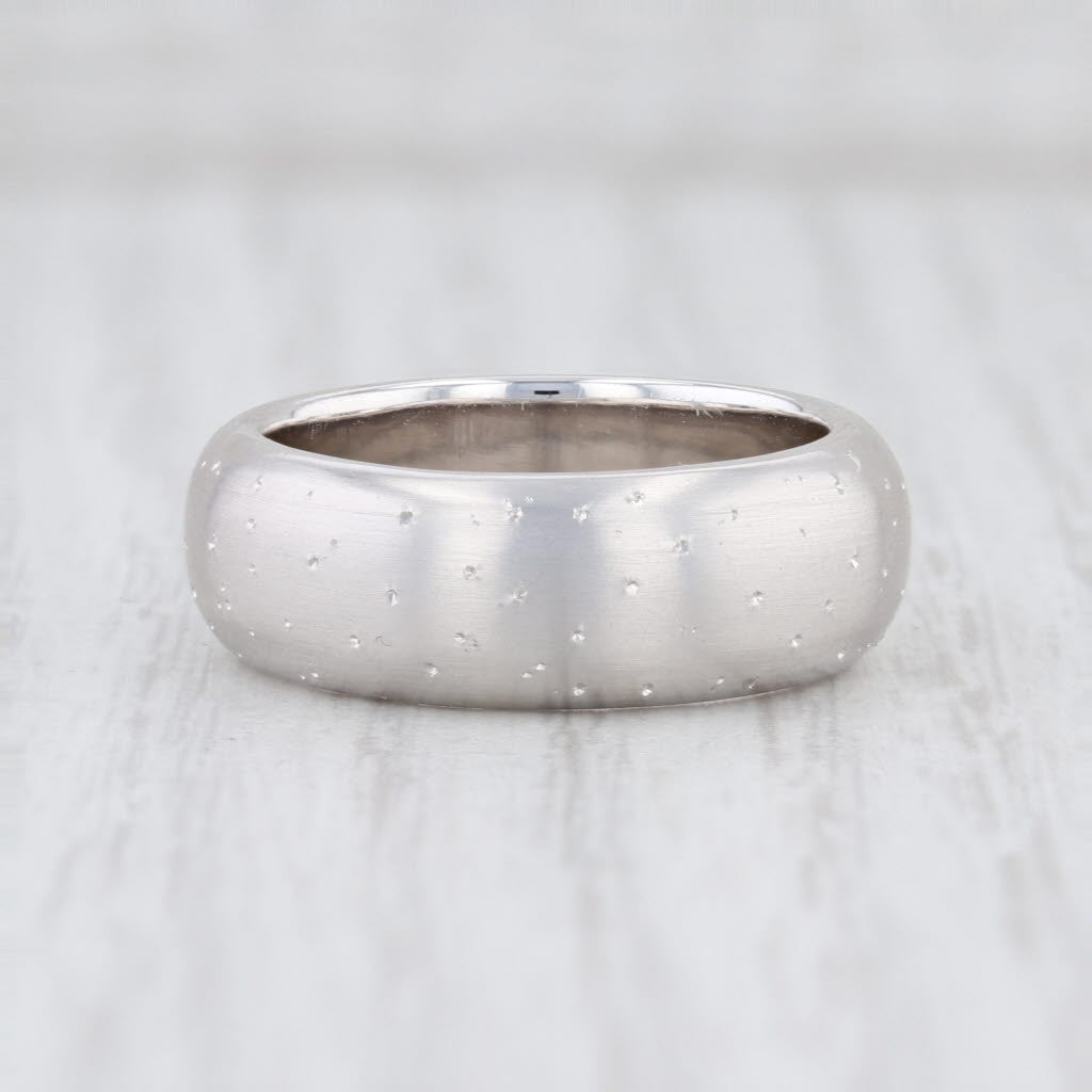 Light Gray New Bastian Inverun Ring Thick Diamond Dust Band Sterling Silver 10859 56 / 7.5
