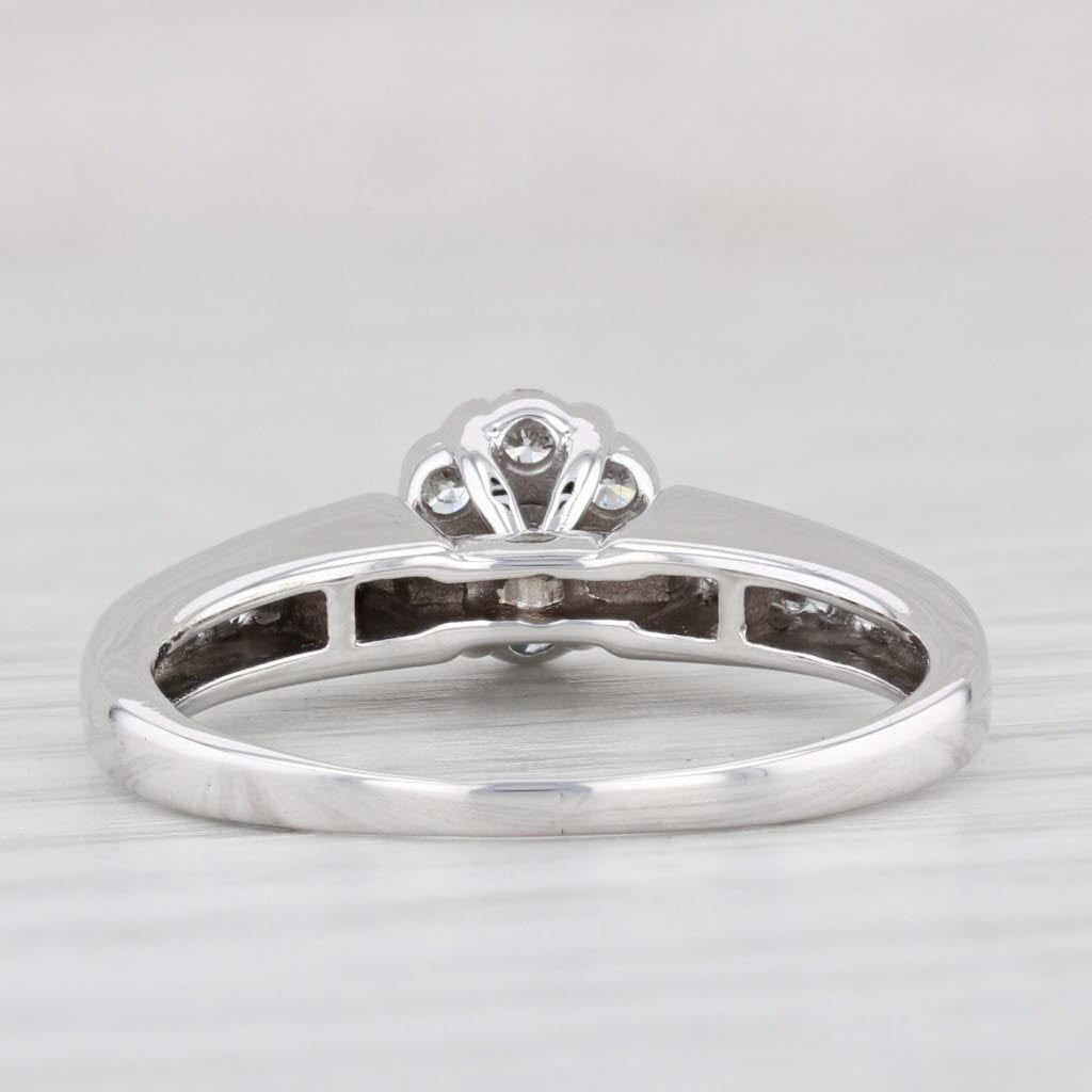 Light Gray 0.74ctw Diamond Cluster Engagement Ring 14k White Gold Size 8