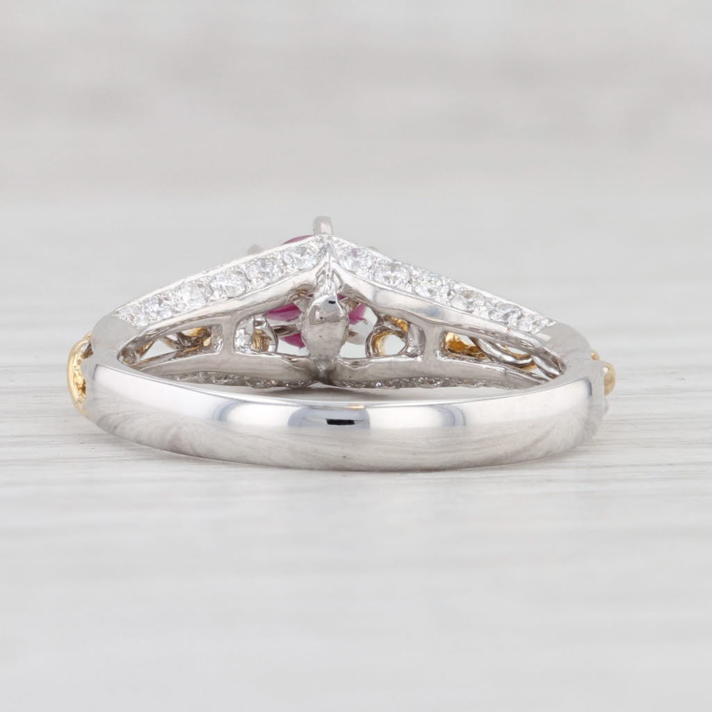 Light Gray New 0.90ctw Ruby Diamond Ring 18k Yellow White Gold Round Solitaire Engagement
