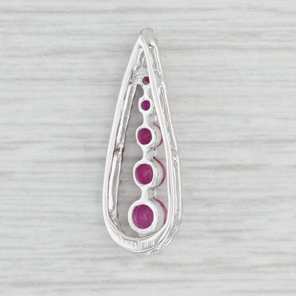 Light Gray 0.50ctw Ruby Journey Diamond Teardrop Pendant 10k White Gold