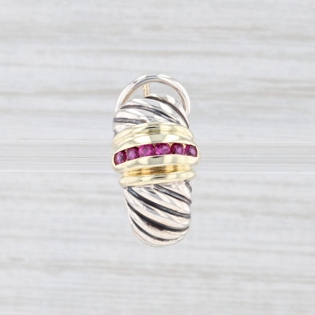 Light Gray Single Replacement David Yurman Ruby Earring 925 Sterling Silver 14k Yellow Gold