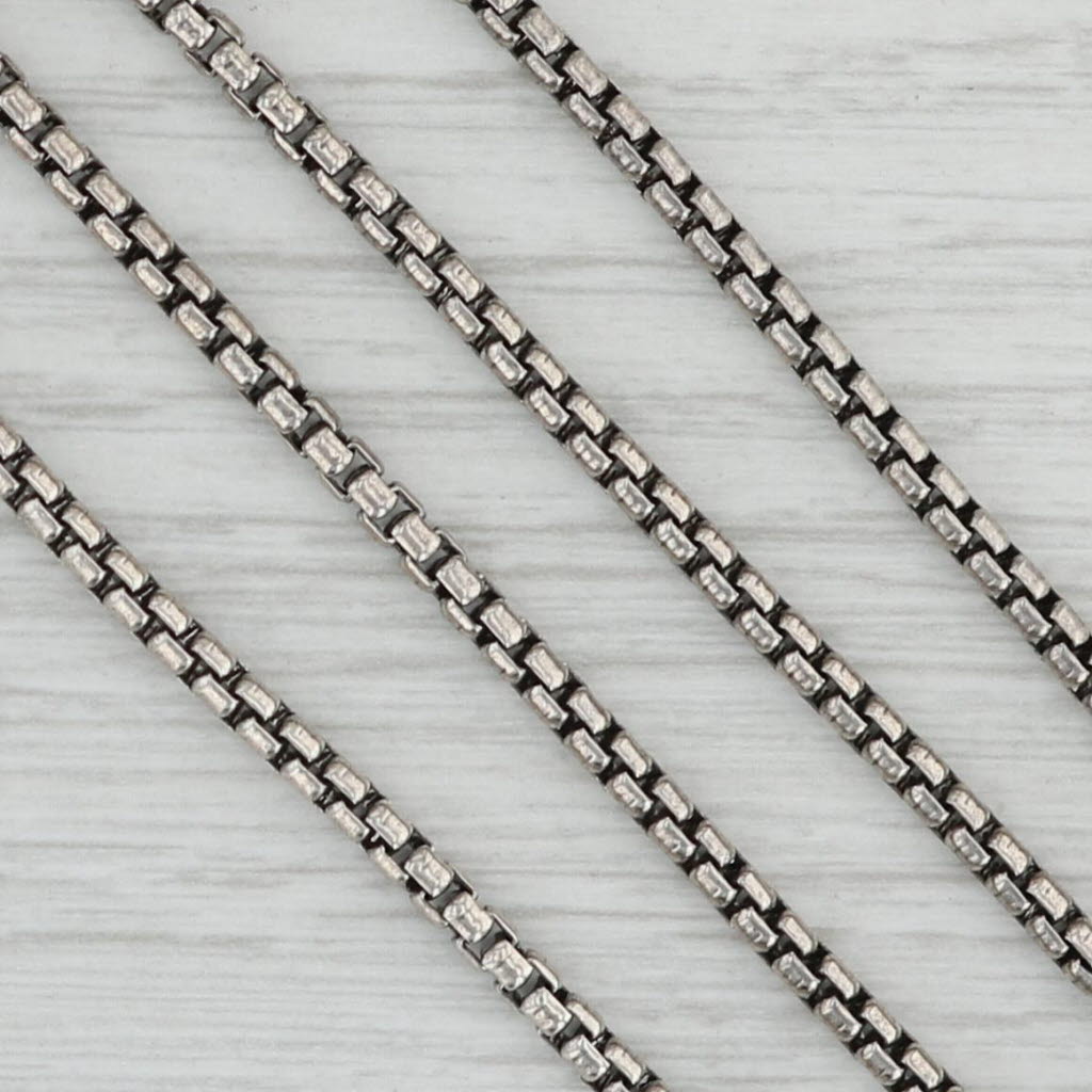Gray New Box Chain Necklace Oxidized 925 Sterling Silver 18” 2.3mm
