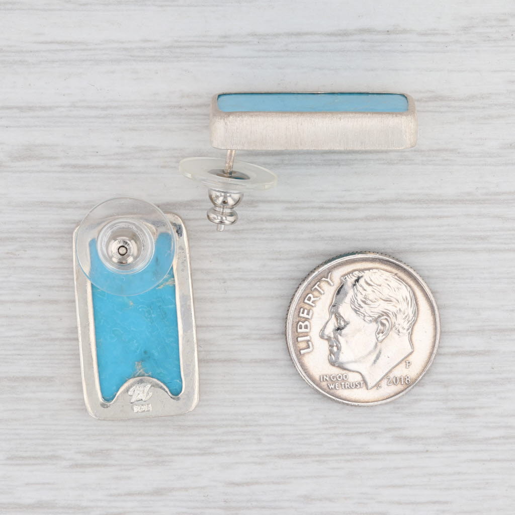 Light Gray New Nina Nguyen Blue Turquoise Drop Earrings Sterling Silver Statement