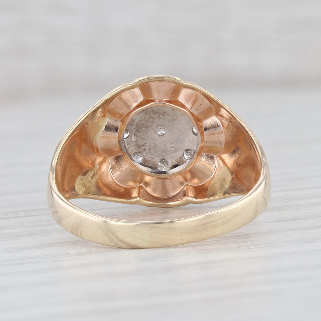 Light Gray 0.23ctw Diamond Belcher Men's Ring 10k Gold Size 13.5 Vintage