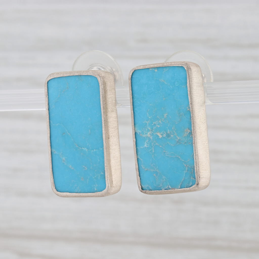 Light Gray New Nina Nguyen Blue Turquoise Drop Earrings Sterling Silver Statement