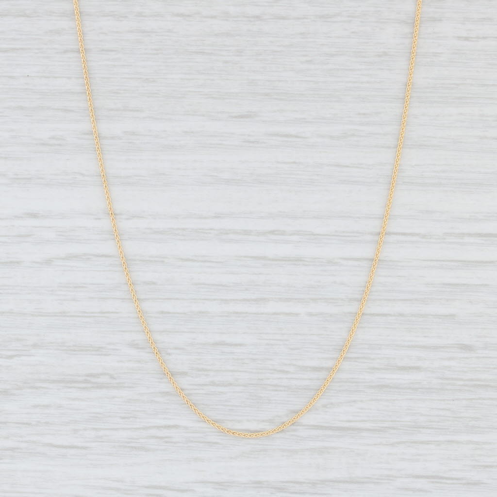 Light Gray New Spiga Wheat Chain Necklace 14k Yellow Gold 18" 0.9mm Italian Lobster Clasp